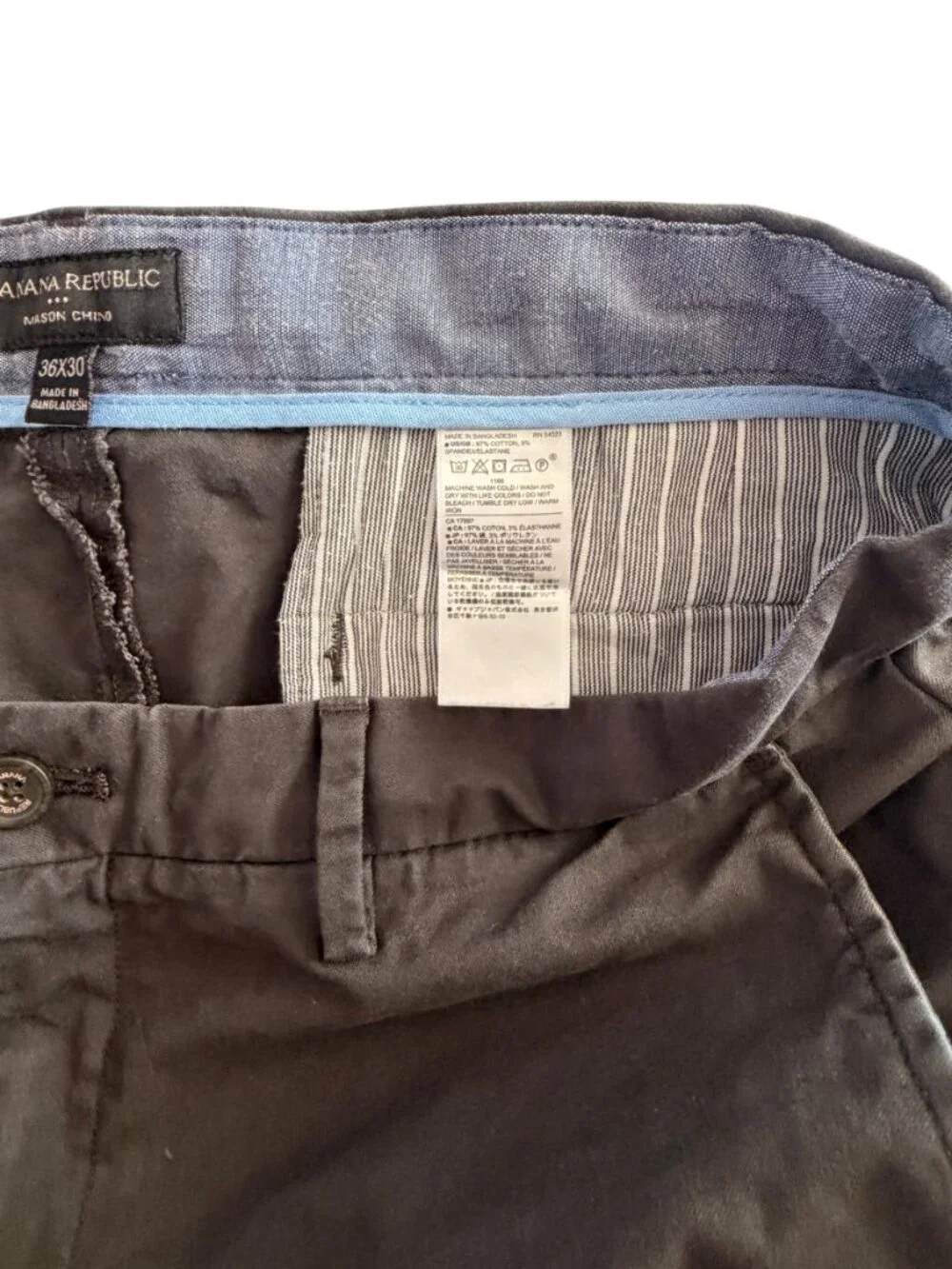 Banana Republic Dark Grey Slim-Fit Chinos 36 x 30